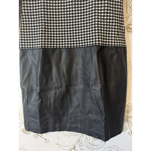 Ralph Lauren Dress Size Small Black White Houndstooth Faux Leather Skirt 051 - Picture 3 of 6